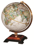 National Geographic Bingham 12"/30Cm Diameter Antique Parchment Ocean Desk Globe With Woodt Base And Die-Cast Semi- Meri