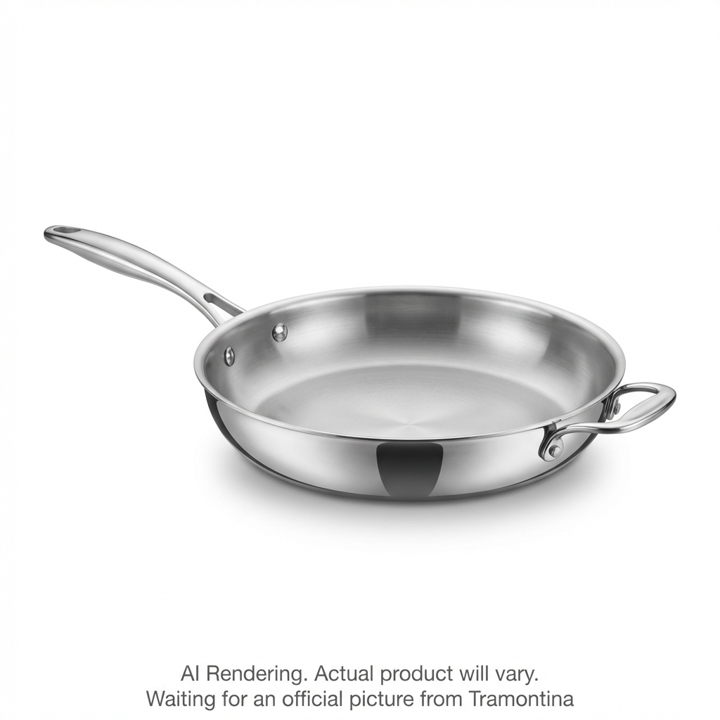 Tramontina 12 Inch Tri-Ply Clad Stainless Steel Fry Pan with Helper Handle