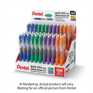 Quick Click Retractable Mechanical Pencil (0.5/0.7mm) Assorted Open Stock Display, 108PCS