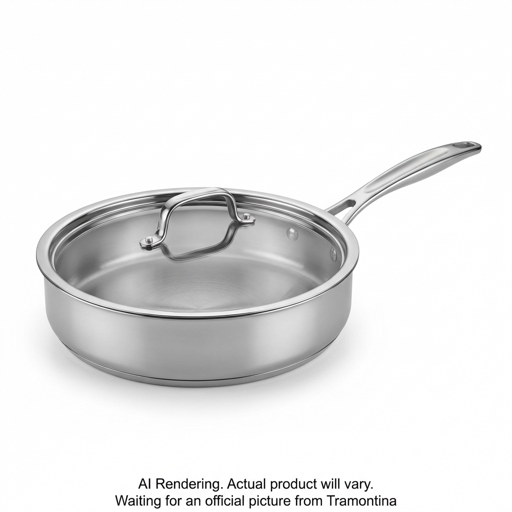 Tramontina 3 Qt Covered Deep Saute Pan- Tri-Ply Clad - Gourmet