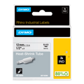 DYMO Rhino Industrial Heat-Shrink Labels, 1/2" Tube, Black Print on White