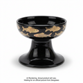 Black & Gold Fish Print Elevated Ceramic Bowl for Cats
