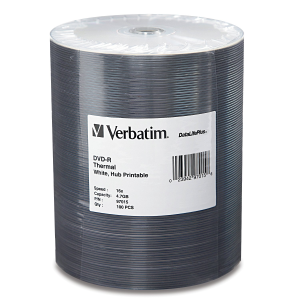 Verbatim DVD-R 16X WHT THM HUB DL+ 100PK TAPE WR