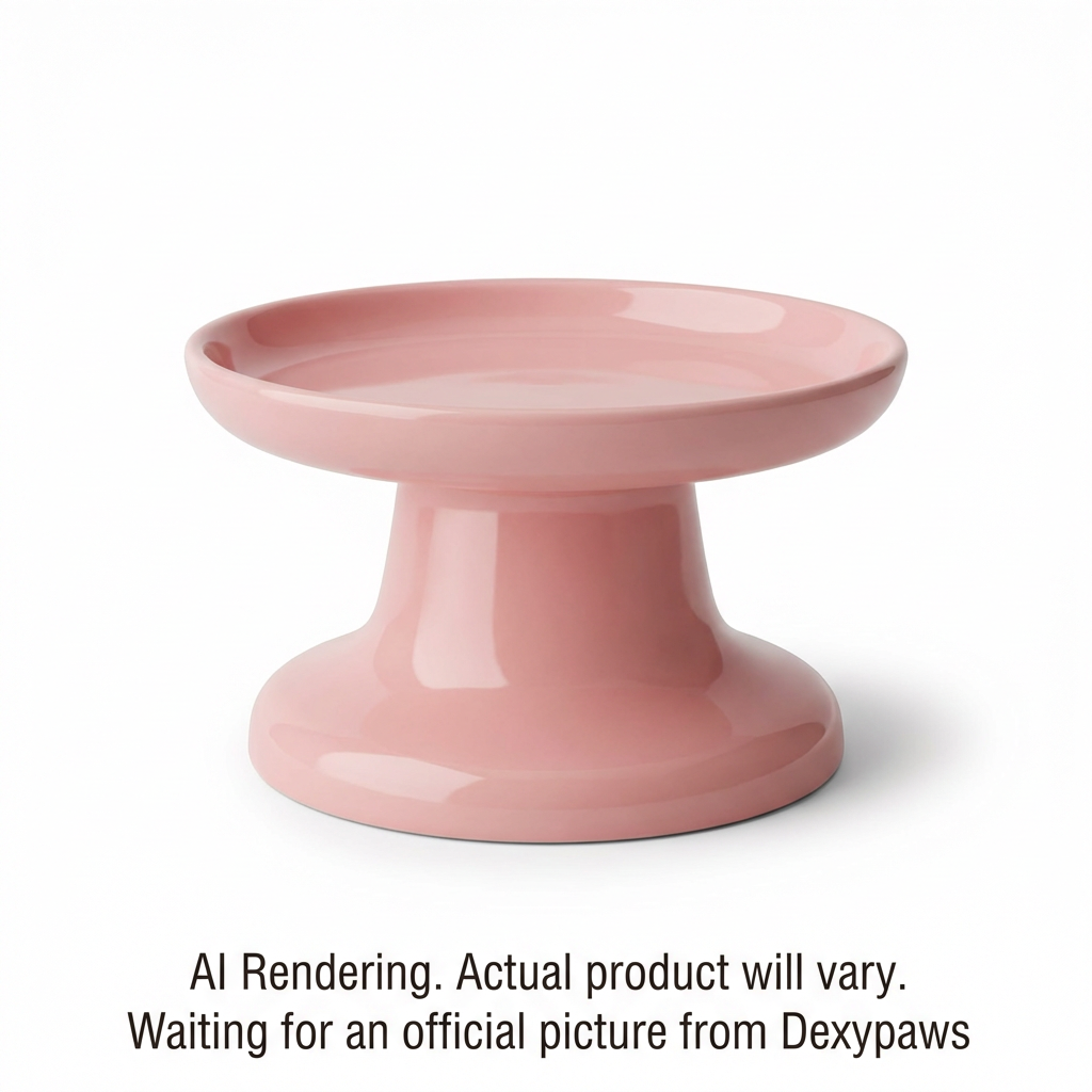 Blush Pink Flat Top Ceramic Bowl for Cats