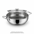 Tramontina Utsava Tri-Ply Clad Stainless Steel Covered Kadai, 2.75 qt.
