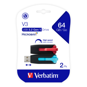Verbatim 64GB SnG V3 USB 3.0 2PK Blue/Red