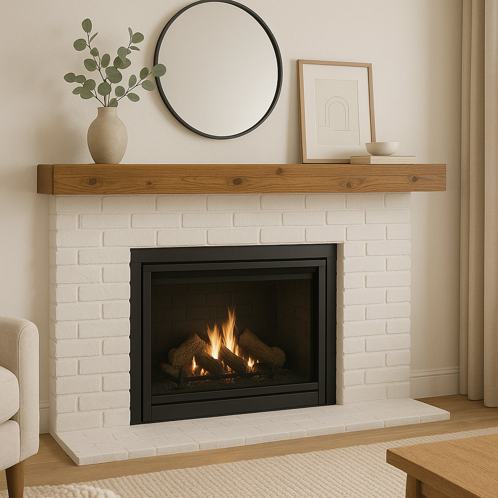 Floating Beam Fireplace Mantel 60 x 5 x 7 Whiskey Brown