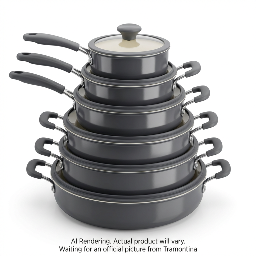 Tramontina 11 Pc Nesting Cw Set-Pe-Cer-Dk Gray-Oly