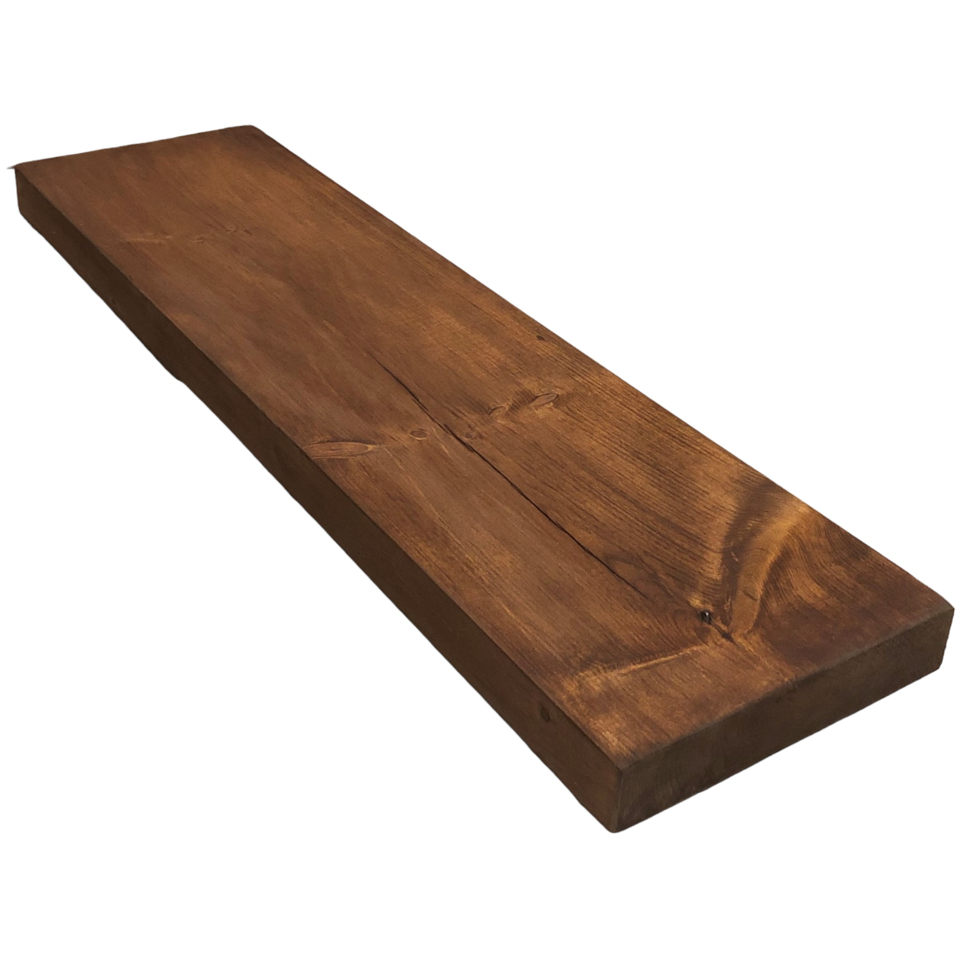 Solid Wood Shelf 48"L x 10"D x 2"T Whiskey Brown