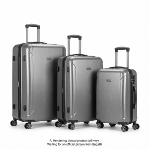 Bugatti HLG4703BU-GREY Manchester 3-Piece Luggage Set – Integrated AirTag Tracking & TSA Locks (Carry-On/Med/Large)