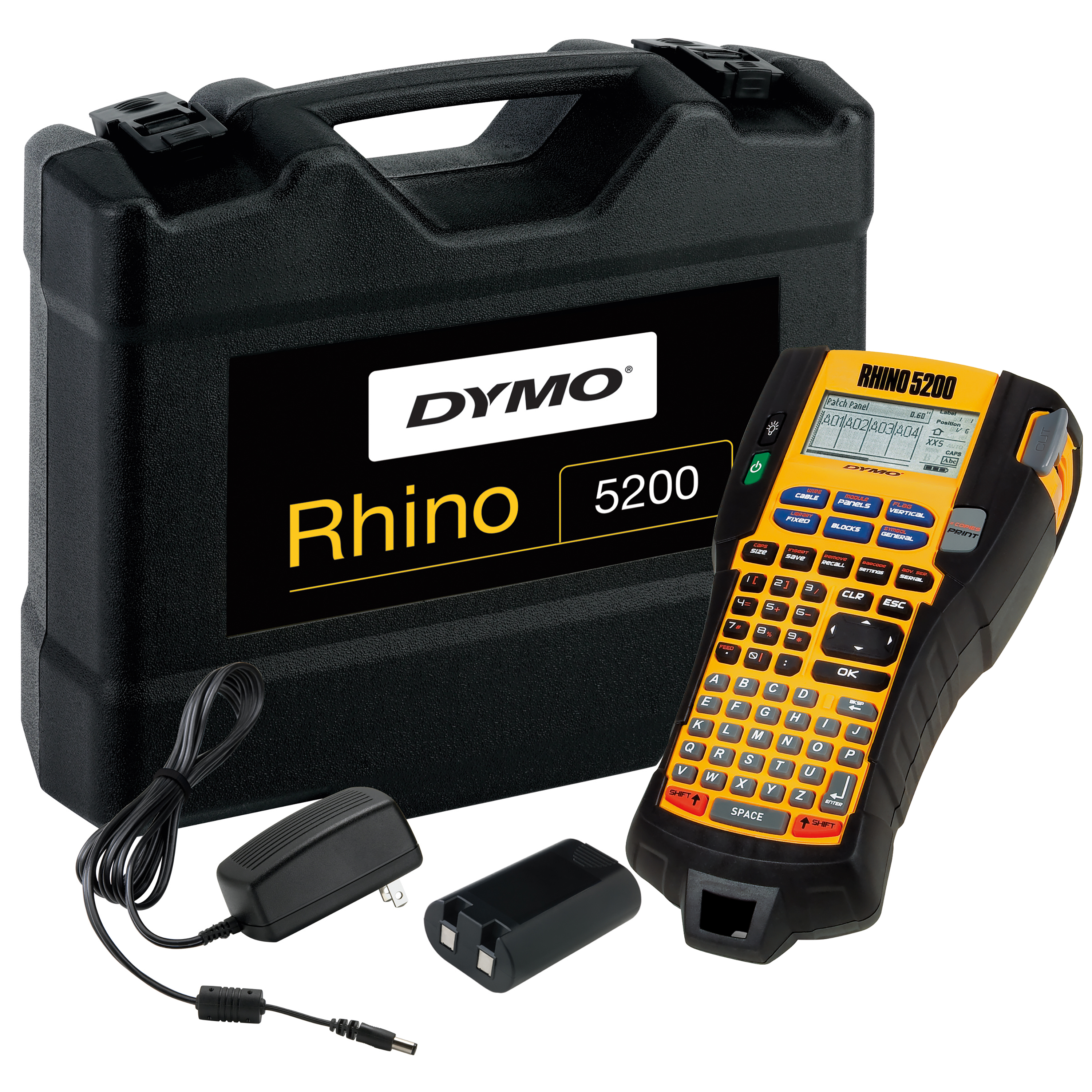 DYMO Industrial Label Maker with Carry Case, Rhino 5200 Label Maker, For Job Sites and Heavy-Duty Labeling Jobs, Prints 