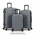 Bugatti 3-Piece Hardside Luggage Set in Grey – Expandable ABS Travel Suite (Carry-on, Medium, Large) (HLG6103BU)