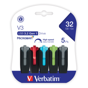 Verbatim 32GB SnG V3 USB 3.0 5PK Assorted