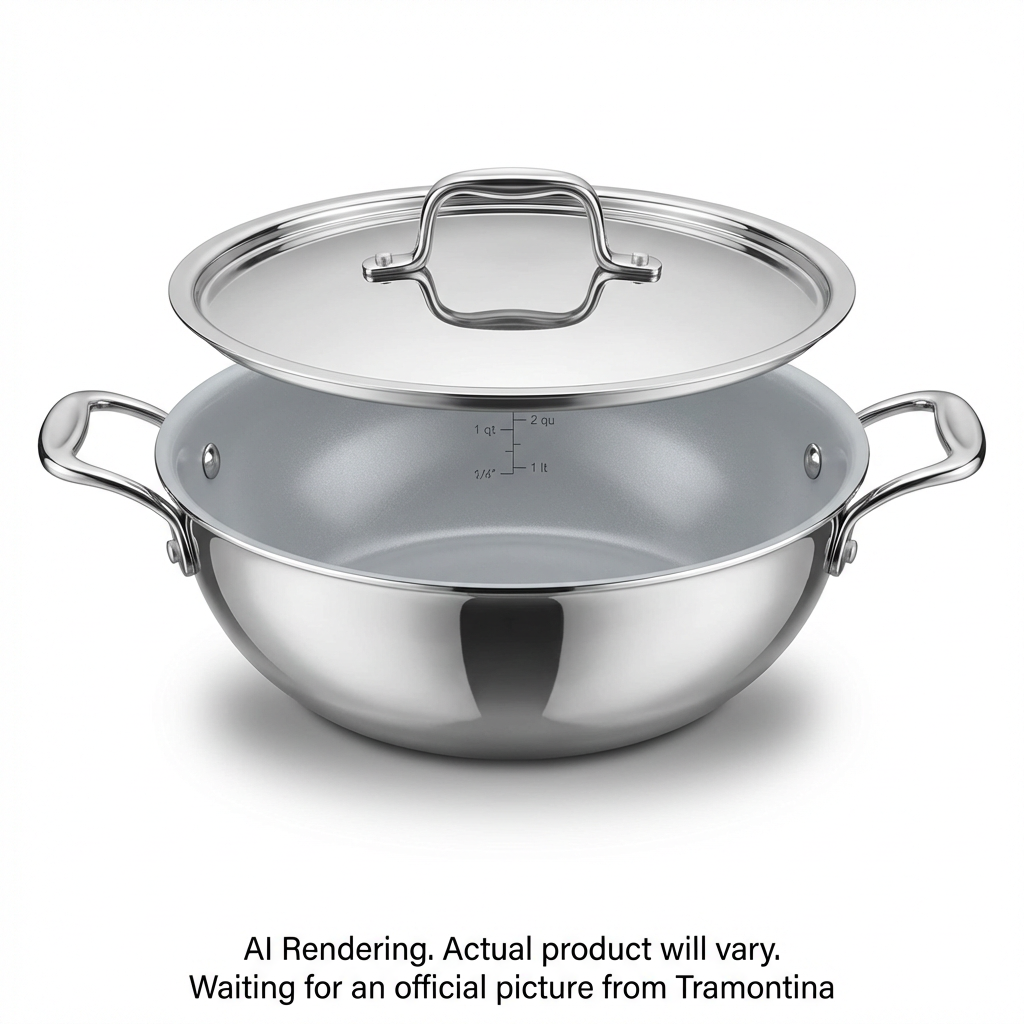 Tramontina 1.75Qt Cov Kadai-Ss Tpc-Cer-Nat-Ark