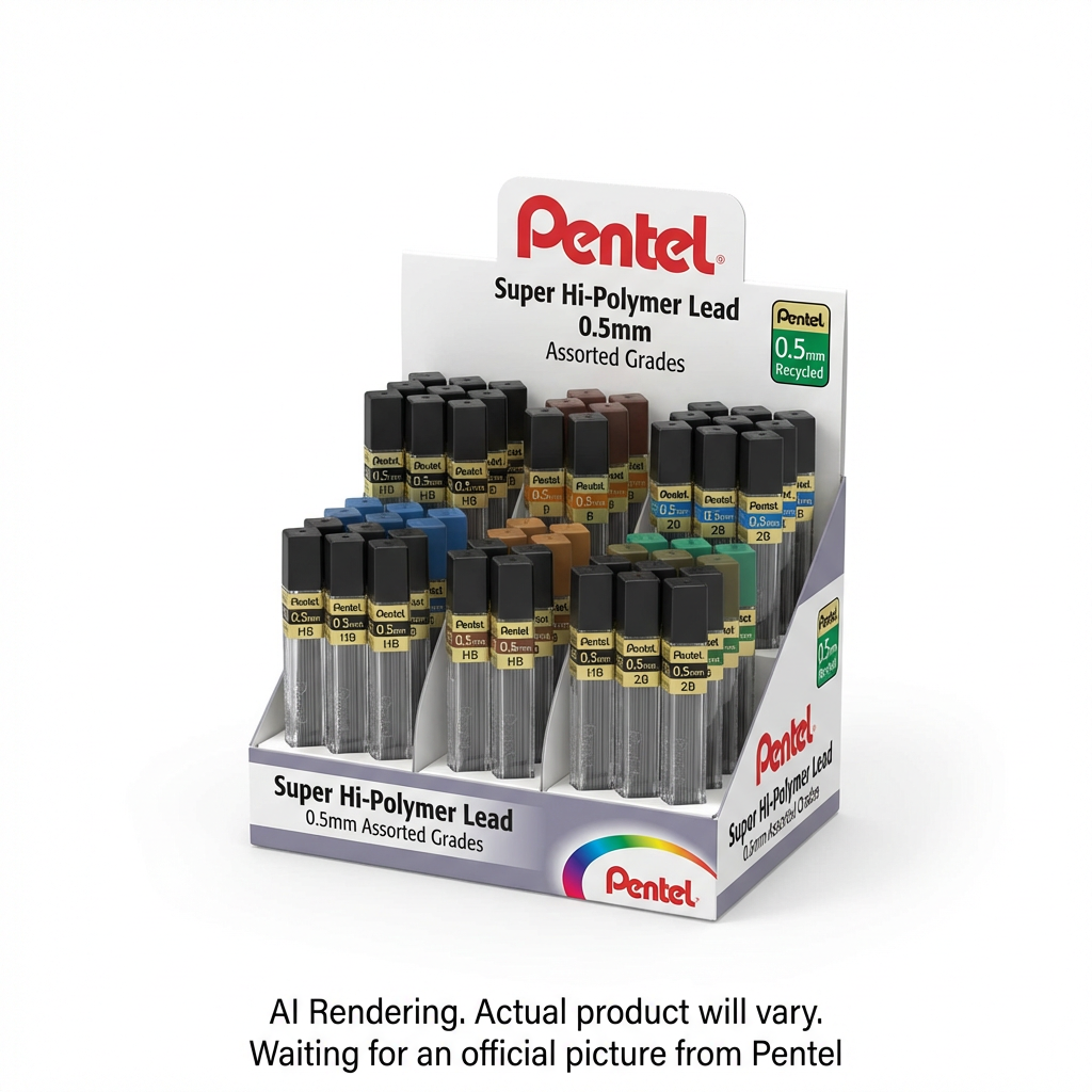 Pentel Hi-Polymer Super Lead Refill (0.5mm), 12 Leads per Tube, Assorted Display