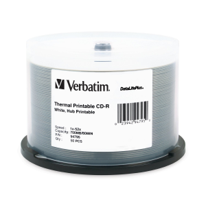 Verbatim CDR 80 52X DL+ WHT HUB THRML 50PK SP
