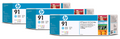 HP 91 Light Cyan 3 Pack Ink Cartridge