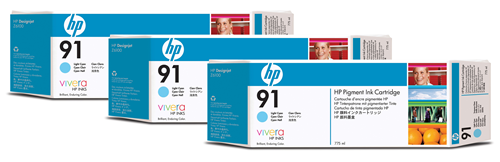 HP 91 Light Cyan 3 Pack Ink Cartridge
