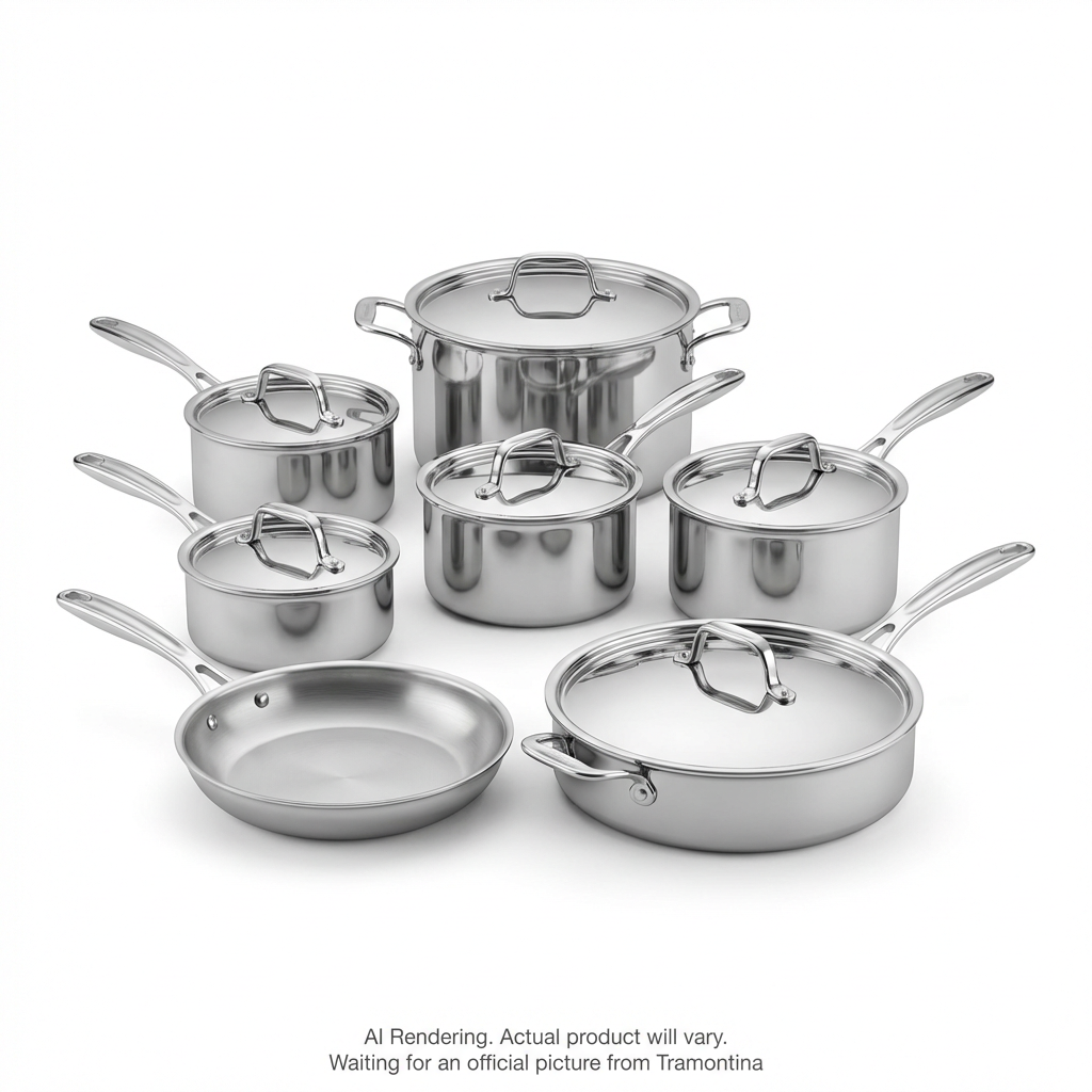 Tramontina Signature Tri-Ply Clad Stainless Steel Cookware Set, 12 Pc