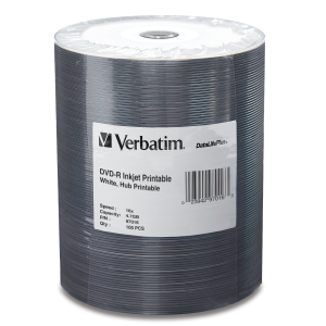 Verbatim DVD-R 16X WHT IJP HUB DL+ 100PK TAPE WR