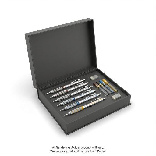 Pentel Arts GraphGear 1000 Premium Mechanical Drafting Pencil Set (0.3mm, 0.5mm, 0.7mm, 0.9mm), 4 Asstorted Leads, Refil