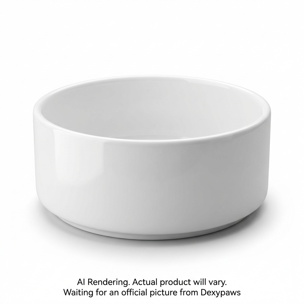 White Ceramic Dog Bowl- 6.3 inches