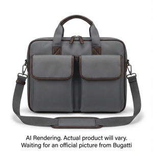 Bugatti MBT2714BU-GREY Madison Nylon Briefcase – Professional 15.6 Inch Laptop Bag with Vegan Leather Trim