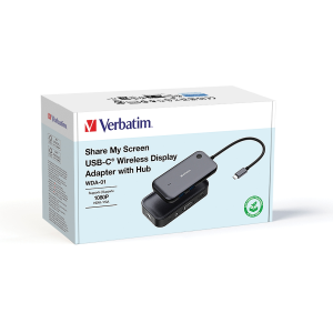 Verbatim USB-C Wireless 1080p HDMI Adapter with USB Hub & Card Reader WHA-01
