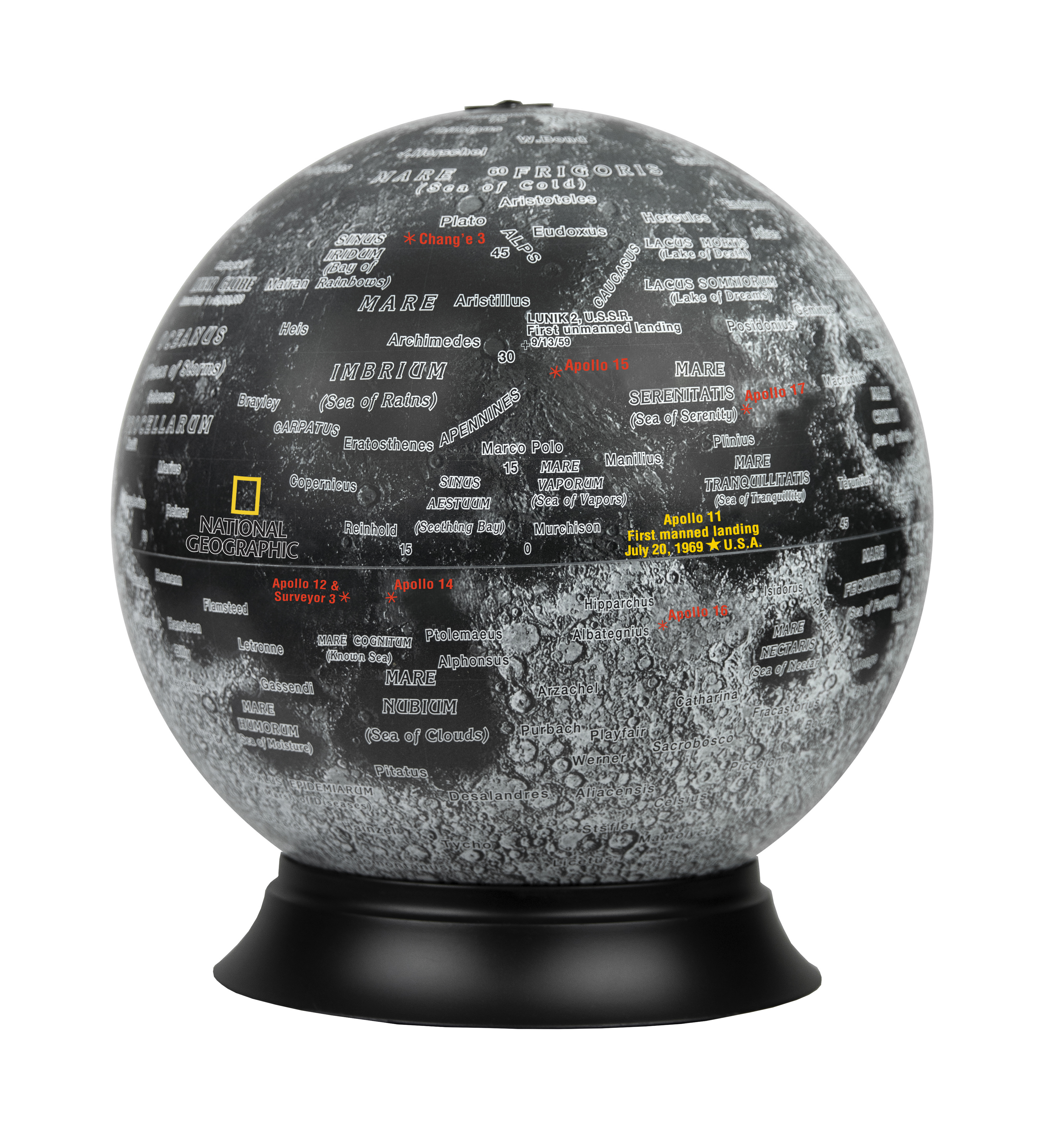 National Geographic Moon Globe 12"/30cm Diameter Illuminated Desk Globe (English)