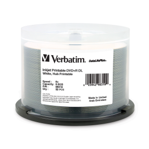 Verbatim DVD+R DL 8.5GB 8X DL+ WHT HUB IJ 50PK SP