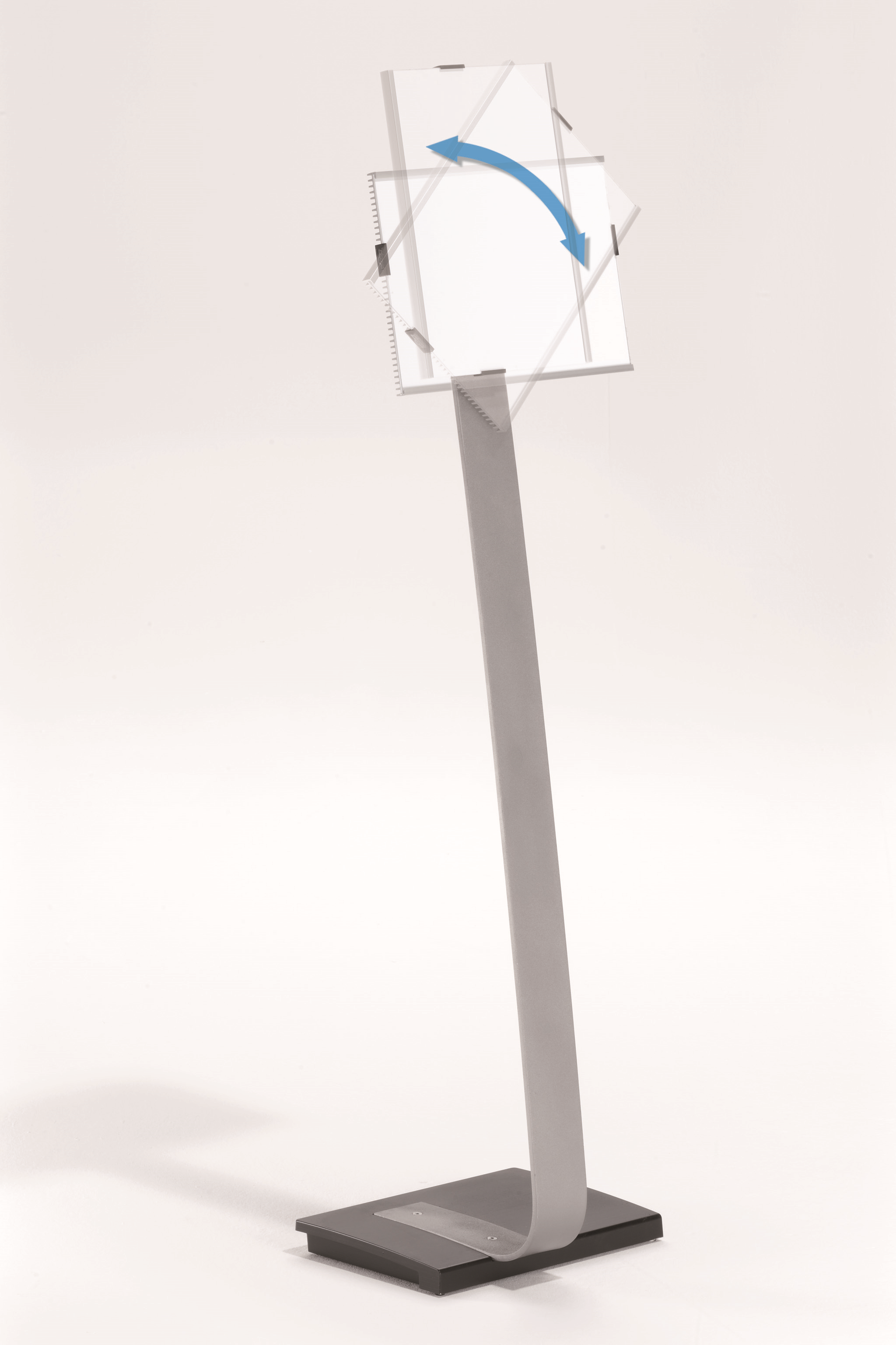 DURABLE Infobase Duo Aluminum Floor Sign Stand for Letter-Size Inserts, Portrait and Landscape Use, 10-4/5 x 11-1/5 x 46
