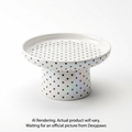 White & Black Polka Dots Elevated Ceramic Bowl for Cats