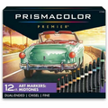 Prismacolor Premier Dual-Ended Art Marker Sets, Mid Tones, Fine and Chisel Tip, 12 Count