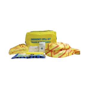 Emergency Response Spill Kit with Bio-Zorb - Includes 1 Zipper Yellow Bag, 10 Hi-Vis Caution Pads, 10 Hi-Vis Socks, 1 pa