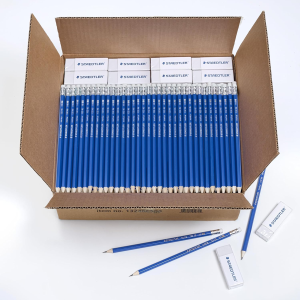 Staedtler Pre-Sharpened Wooden #2 Pencil With Block Erasers - Set Of 500 Pencils, 50 Erasers