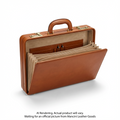Mancini Leather Goods 86476-COGNAC Expandable Attaché Case – Top-Grain Leather & Dual Combination Locks