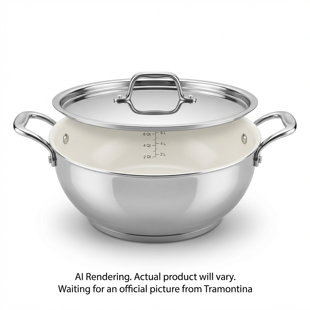 Tramontina 6Qt Cov Kadai-Ss Tpc-Cer-Nat-Ark