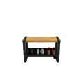 Sturdy entryway bench 34" wide, HONEY wood stain , Black, Store 3 pairs , Rakabot Moderno
