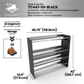 Commercial rustproof shoe and boot rack / 4 Tier / Shelf 46.25" STAINLESS / Mate black  panels / Store 20 pairs / Rakabo