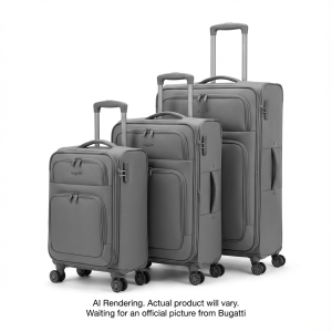 Bugatti SLG7003BU-GREY Reborn Collection 3-Piece Luggage Set – 100% Recycled Fabric with 8 Spinner Wheels