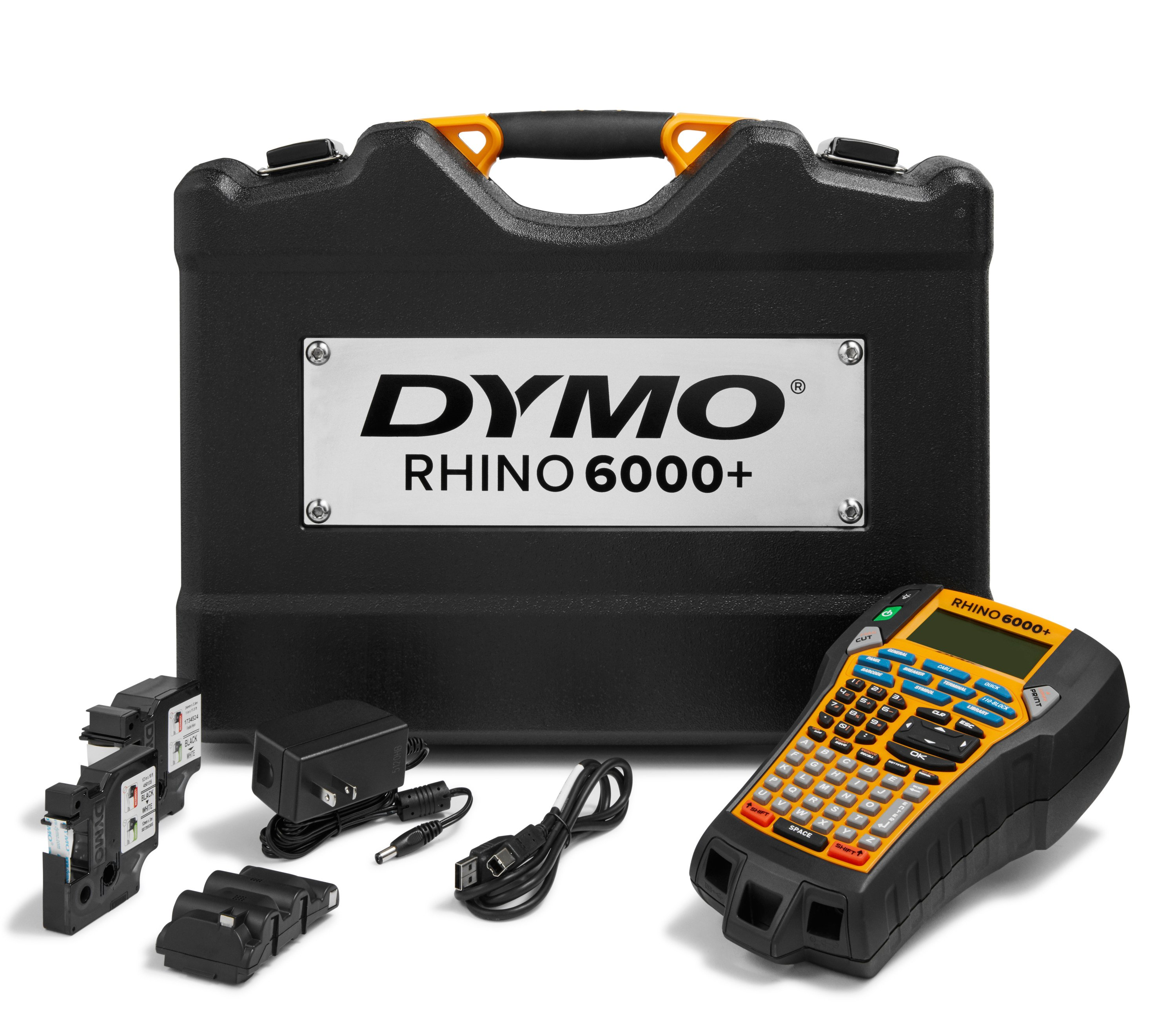 DYMO Rhino 6000 Industrial Label Maker, Computer Connected Label Maker with Hard Carry Case, 1 Vinyl Tape Cassette, 1 Fl