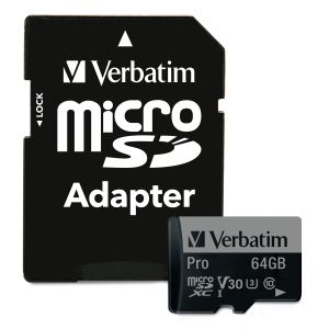 Verbatim #64Gb Pro 600x microSDXC UHS1 V30U3Cls10