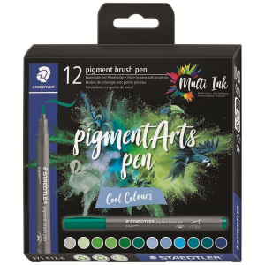 Pigment Brush Pen Cool Col 12Pcs