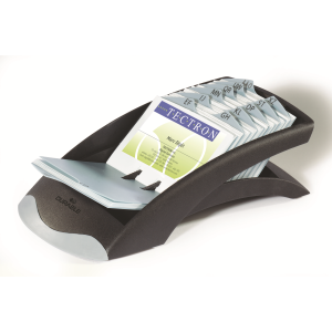 DURABLE VISIFIX Desk Business Card File, 100 Pockets, A-Z Guides, Graphite/Black (241301)