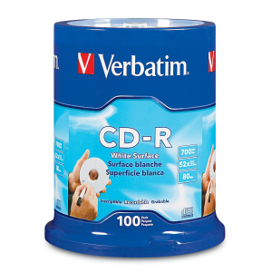 Verbatim CDR 80/700 52X VRB WHT BLANK HUB 100PKSP