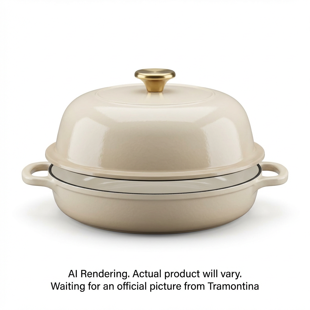 Tramontina 9.5" Enamel Cast Iron Bread Oven, Latte - Retail Box