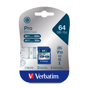 Verbatim #64GB Pro 600X SDXC UHS-1 V30 U3 Cls 10