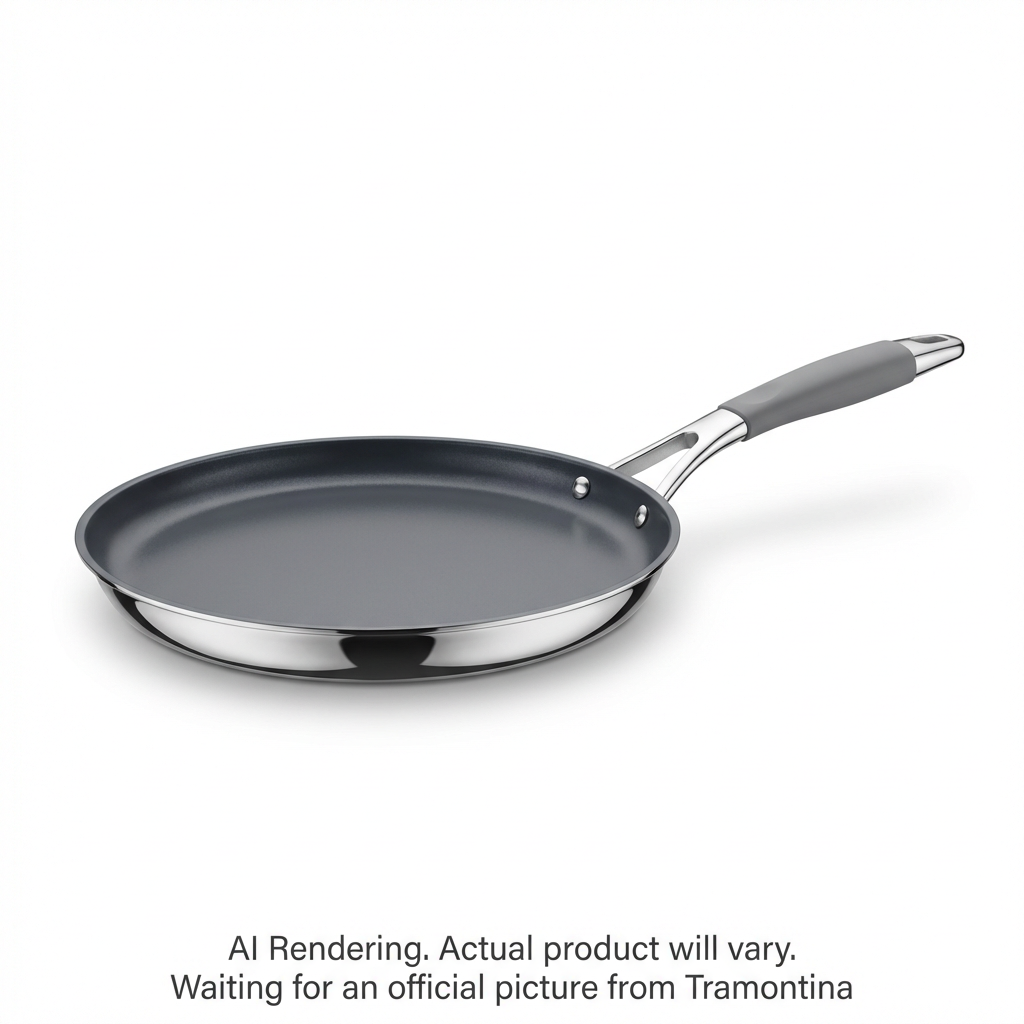 Tramontina Utsava 10 Inch Tri-Ply Clad Stainless Steel Ceramic Nonstick Concave Roti Tawa
