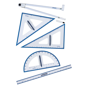 5pc Magnetic Teacher’s Set: Compass, Triangle (30-60-90), Triangle (45-45-90), Protractor, 60cm Ruler / Trousse de 5 piè