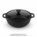 Tramontina Utsava Pre-Seasoned Cast Iron Kadai with Lid, 4.9 qt.